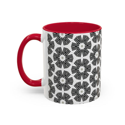 Stylized Flower Mug, Minimalist Black and White Design