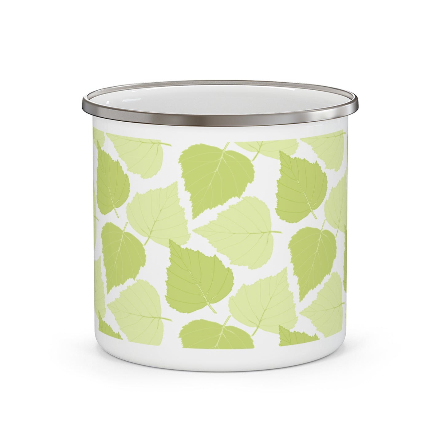 Birch Leave Nature-Inspired Enamel Camping Mug for Outdoor Lovers