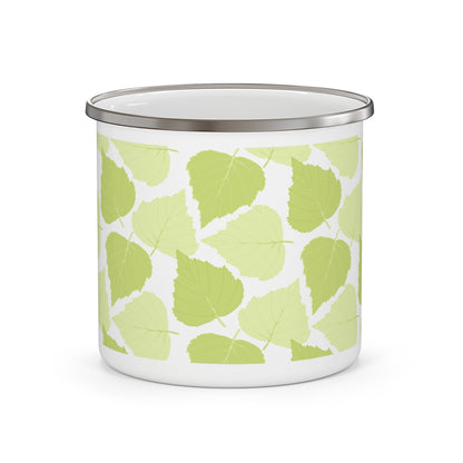 Birch Leave Nature-Inspired Enamel Camping Mug for Outdoor Lovers
