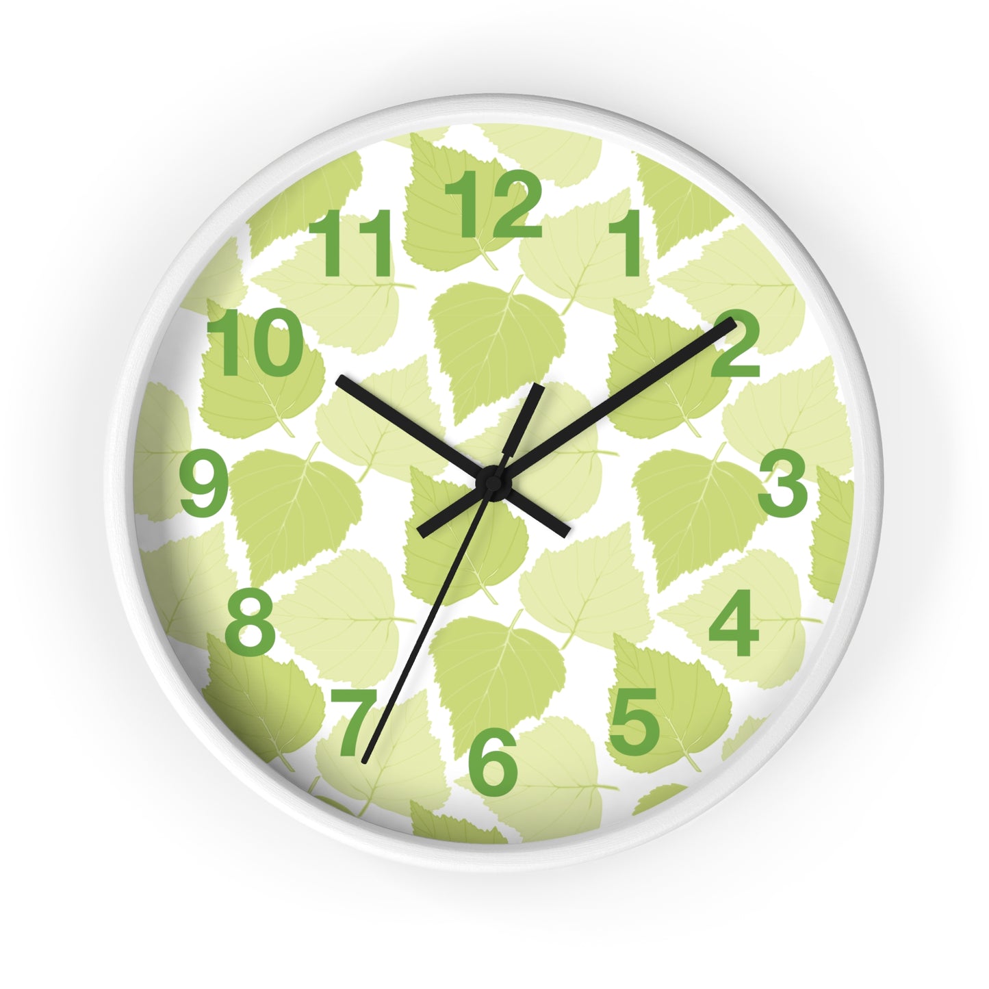 Birch Leaves - Modern Greenery Wall Clock - Stylish Home Decor for Nature Lovers