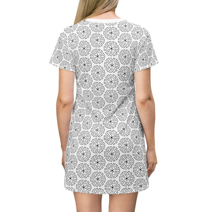 Dandelion, T-Shirt Dress - Minimalist Black and White Design