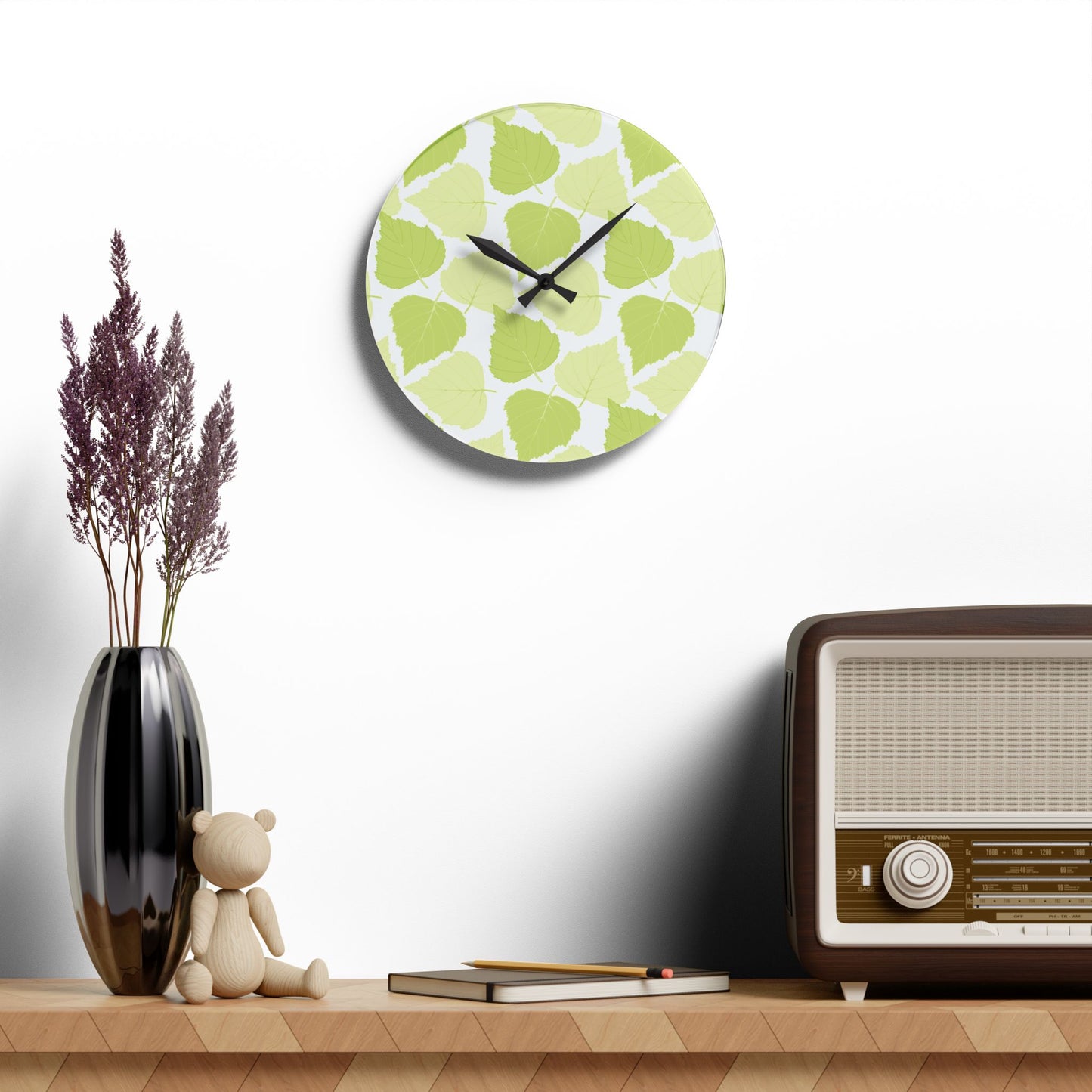 Birch Leaves - Wall Clock -Modern Greenery -Stylish Home Decor for Nature Lovers