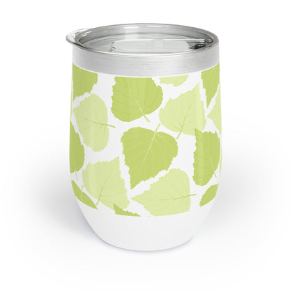 Birch Leaves - Chic Green Floral Wine Tumbler - Perfect for Outdoor Gatherings & Relaxation