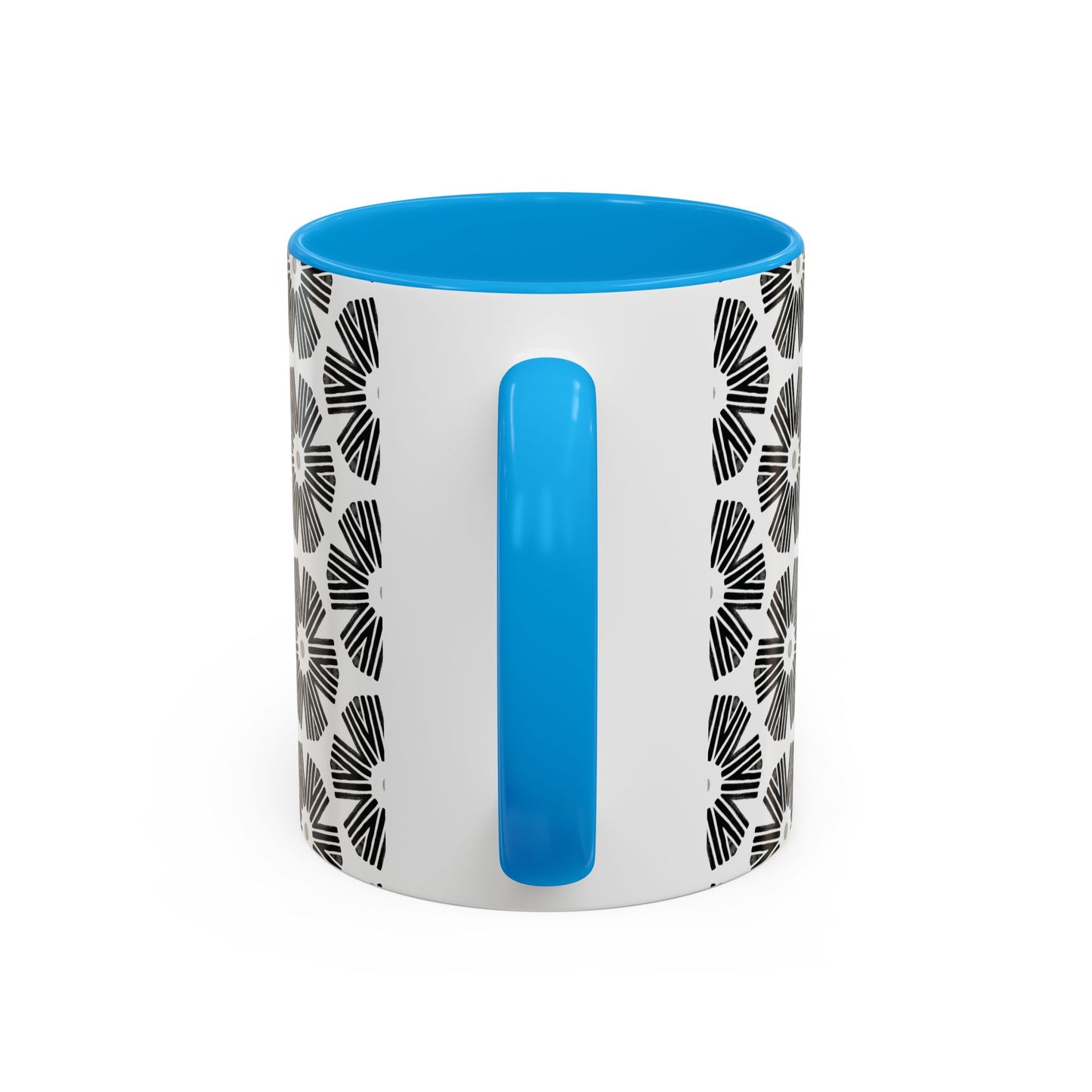 Stylized Flower Mug, Minimalist Black and White Design
