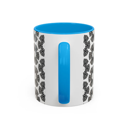 Stylized Flower Mug, Minimalist Black and White Design