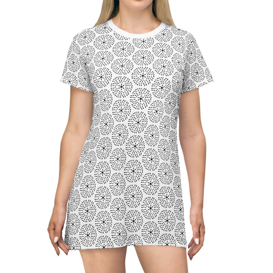 Dandelion, T-Shirt Dress - Minimalist Black and White Design