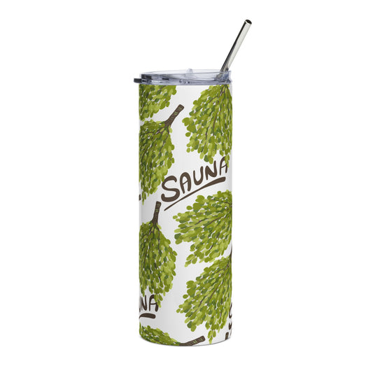 Eco-Friendly Floral Stainless Steel Tumbler | 20oz Sauna Travel Mug for On-the-Go Refreshments