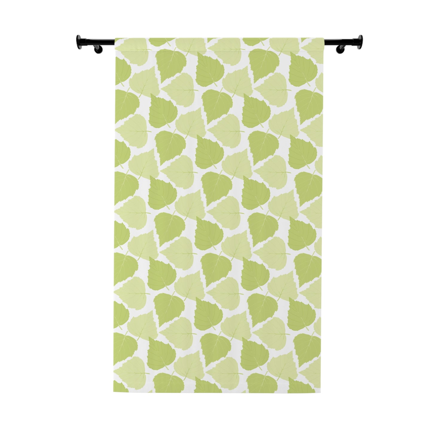 Birch Leaves - Botanical Print Window Curtain - Bright Green Design for Natural Vibe
