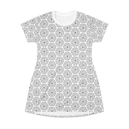 Dandelion, T-Shirt Dress - Minimalist Black and White Design