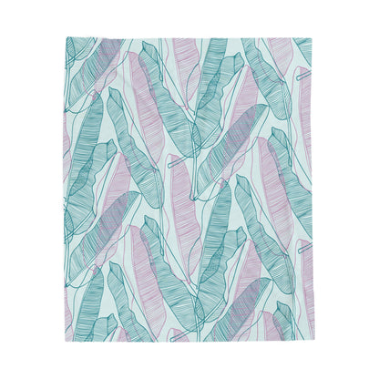 Cozy Green Botanical Velveteen Plush Blanket