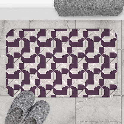 Modern Maze Bath Mat - Geometrical Home Decor - Deep Purple