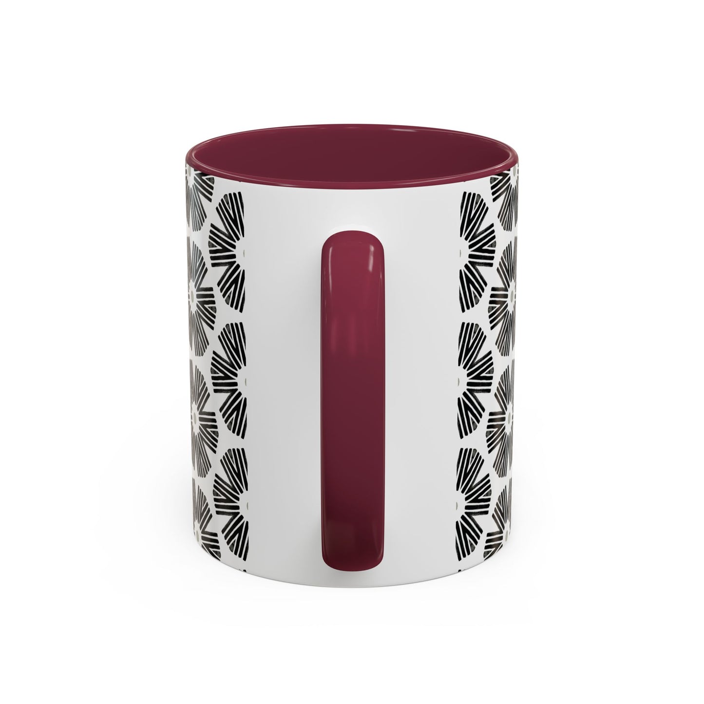 Stylized Flower Mug, Minimalist Black and White Design
