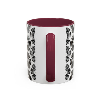 Stylized Flower Mug, Minimalist Black and White Design