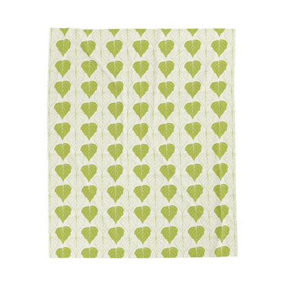Cozy Green Botanical Velveteen Plush Blanket