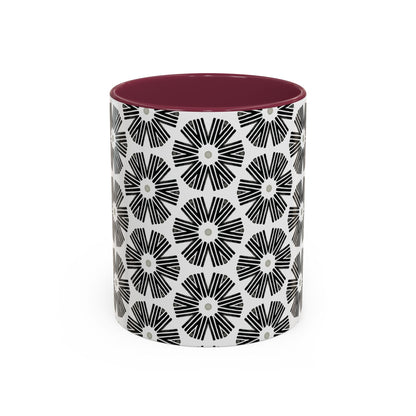 Stylized Flower Mug, Minimalist Black and White Design