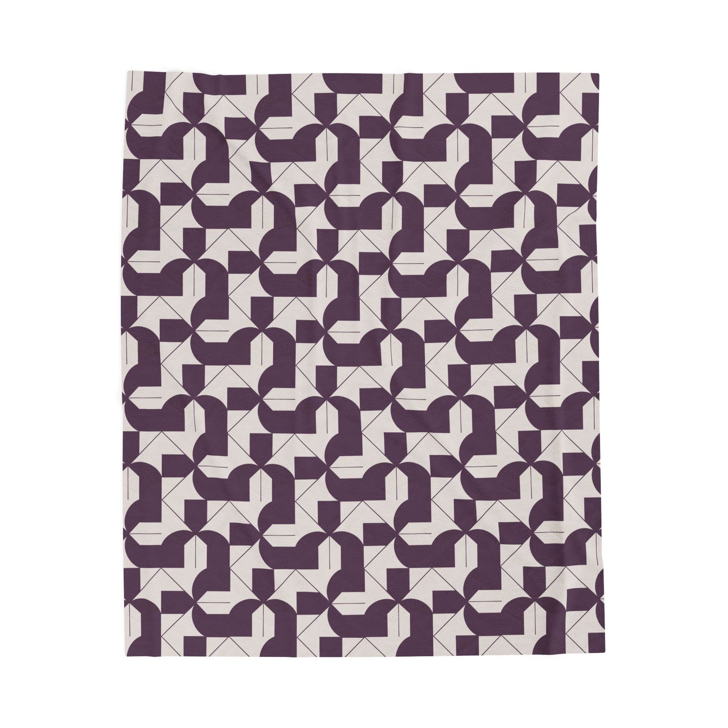 Modern Maze - Deep Purple Velveteen Plush Blanket