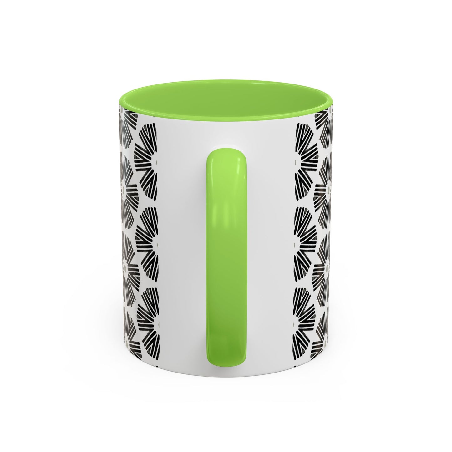 Stylized Flower Mug, Minimalist Black and White Design
