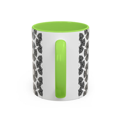 Stylized Flower Mug, Minimalist Black and White Design