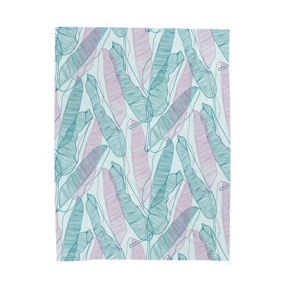 Cozy Green Botanical Velveteen Plush Blanket