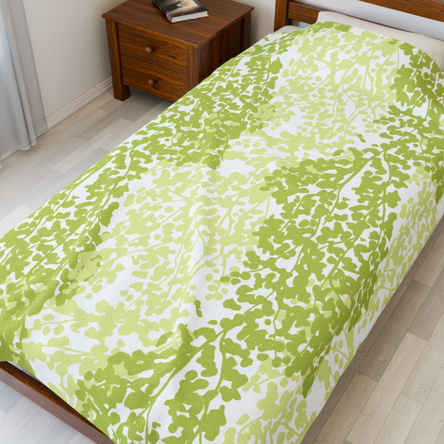 Weeping Birch - Cozy Green Botanical Velveteen Plush Blanket