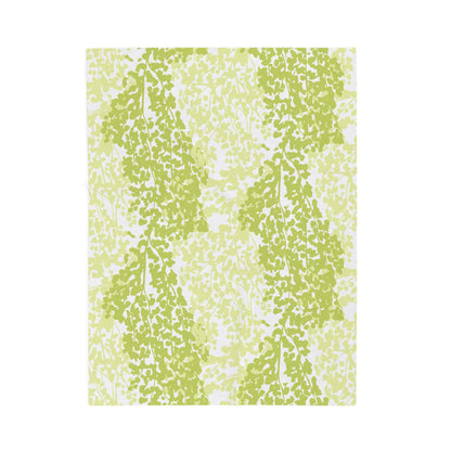 Weeping Birch - Cozy Green Botanical Velveteen Plush Blanket