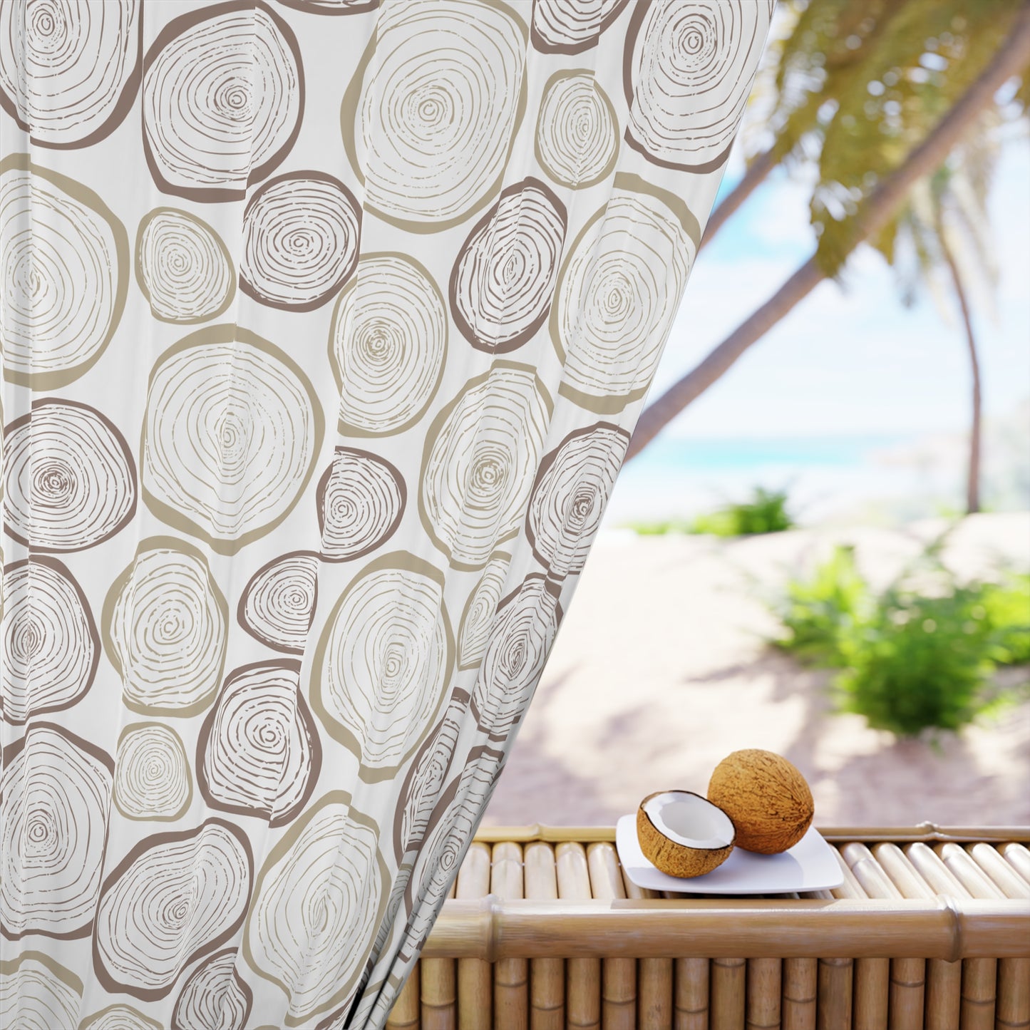 Botanical Print Window Curtain - Bright Green Leafy Design for Natural Vibe