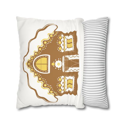 Gingerbread House Pillowcase, Cozy Home Decor, Christmas Gift, Winter Decoration, Holiday Throw Pillow