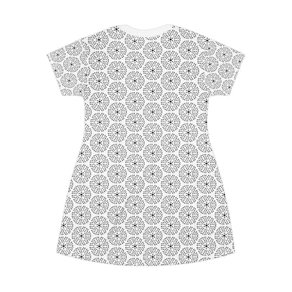 Dandelion, T-Shirt Dress - Minimalist Black and White Design