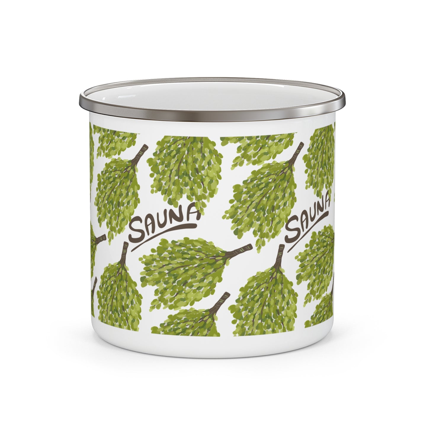 Sauna-Inspired Enamel Camping Mug for Outdoor Lovers
