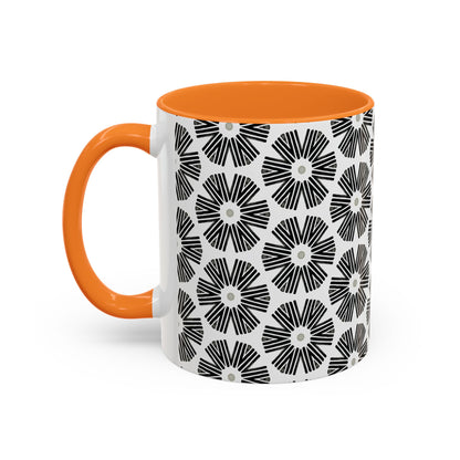 Stylized Flower Mug, Minimalist Black and White Design