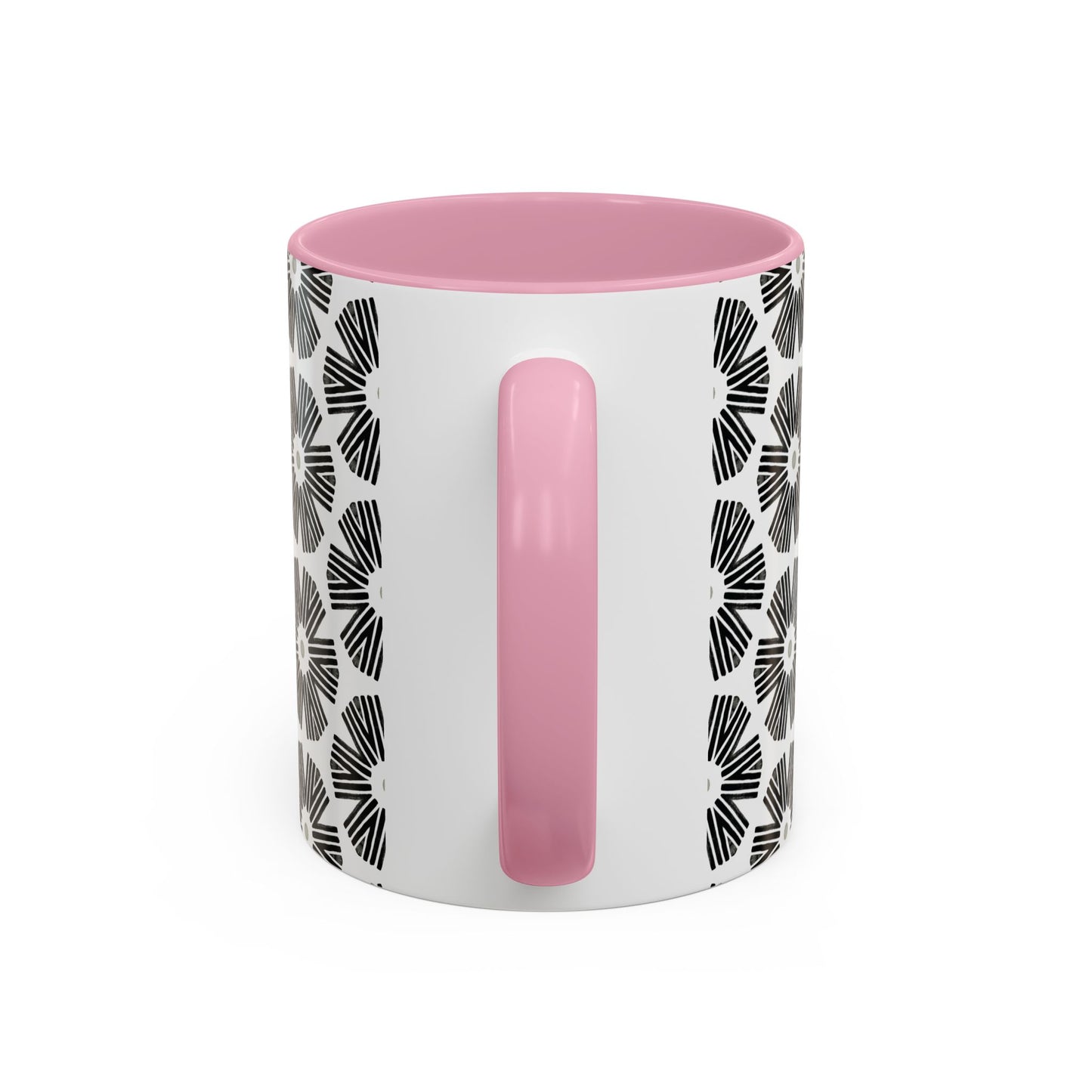 Stylized Flower Mug, Minimalist Black and White Design
