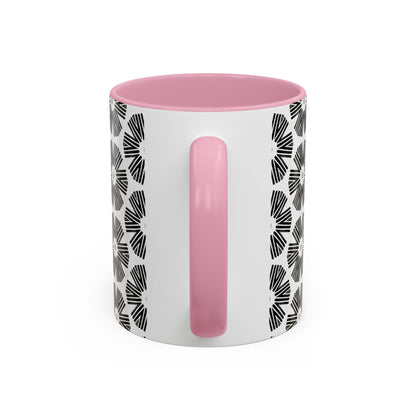 Stylized Flower Mug, Minimalist Black and White Design