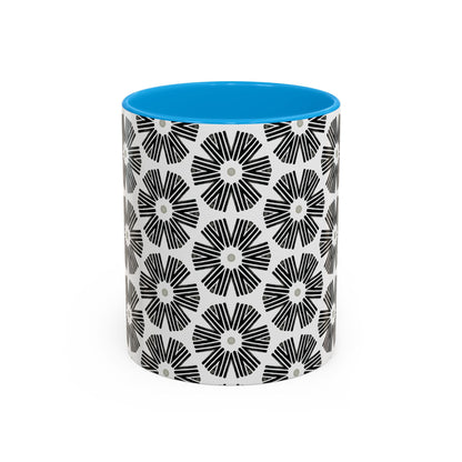 Stylized Flower Mug, Minimalist Black and White Design