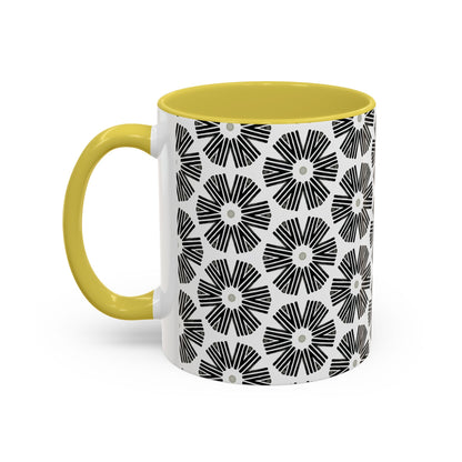 Stylized Flower Mug, Minimalist Black and White Design