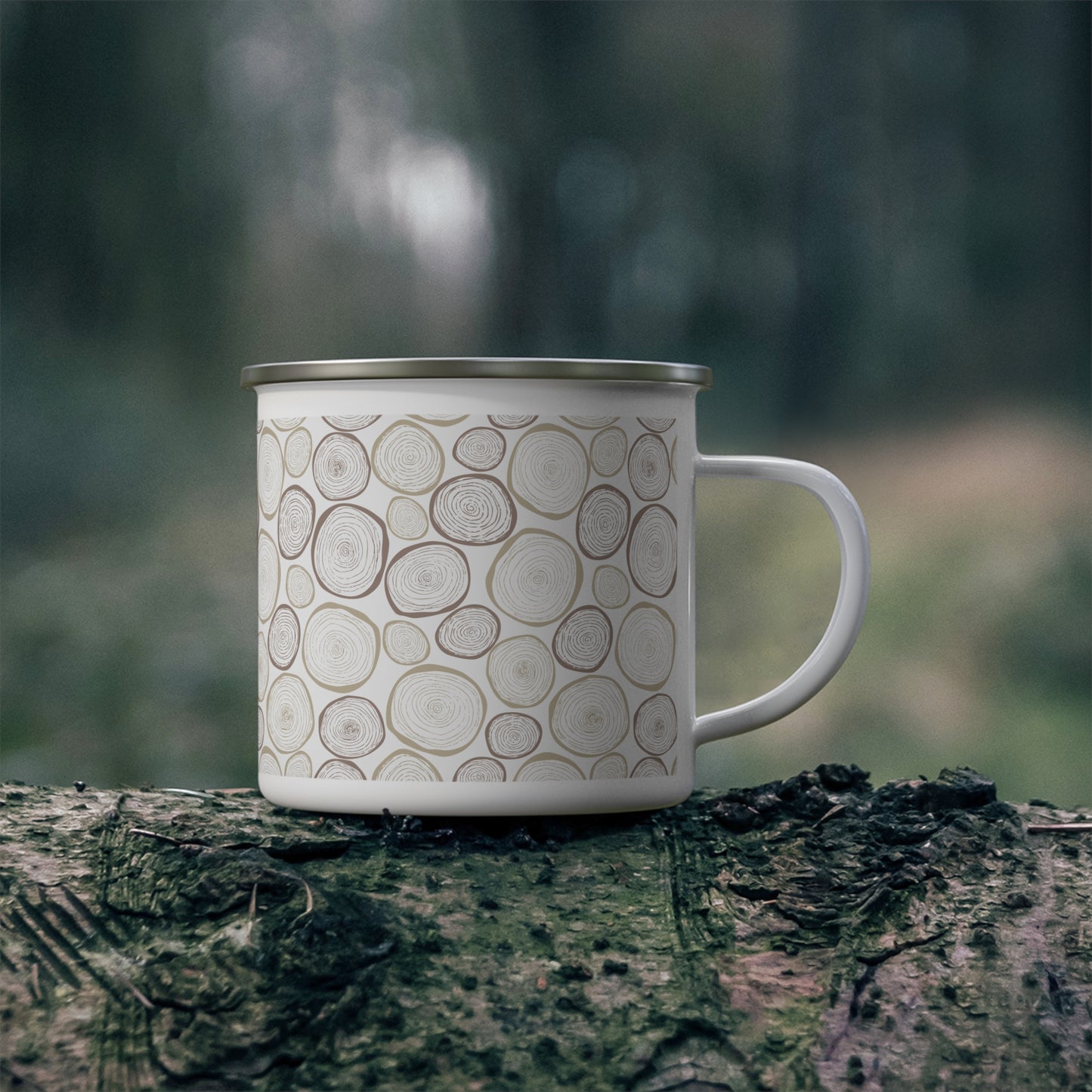 Tree Cut, Nature-Inspired Enamel Camping Mug for Outdoor Lovers