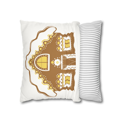 Gingerbread House Pillowcase, Cozy Home Decor, Christmas Gift, Winter Decoration, Holiday Throw Pillow