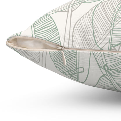 Tropical Leaves Pillow  - Home decor - Sand and Sage Green - Gifting