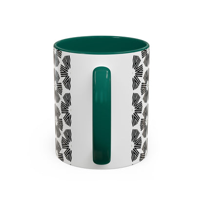 Stylized Flower Mug, Minimalist Black and White Design