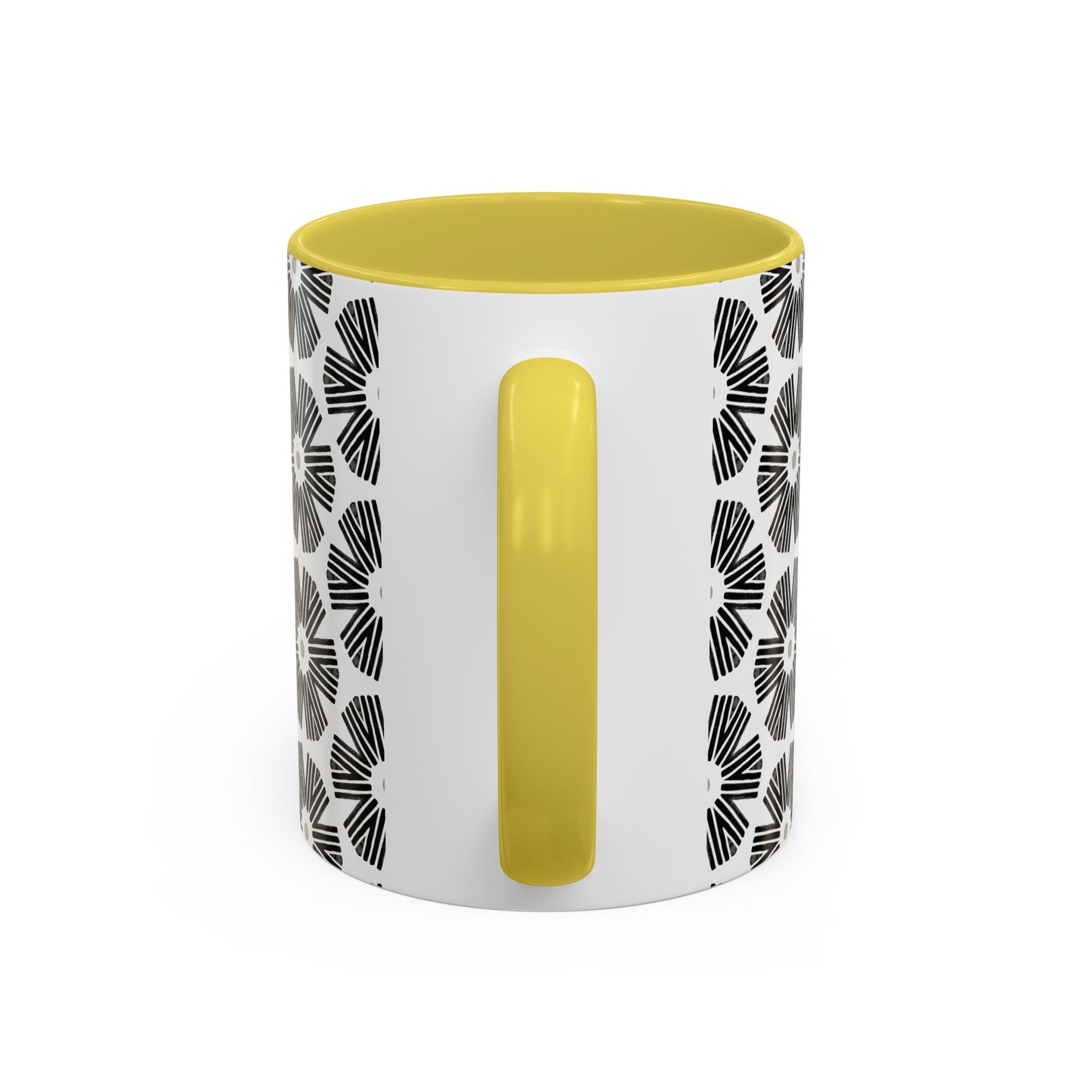 Stylized Flower Mug, Minimalist Black and White Design
