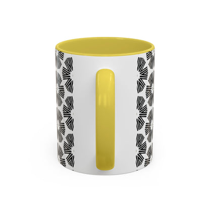 Stylized Flower Mug, Minimalist Black and White Design