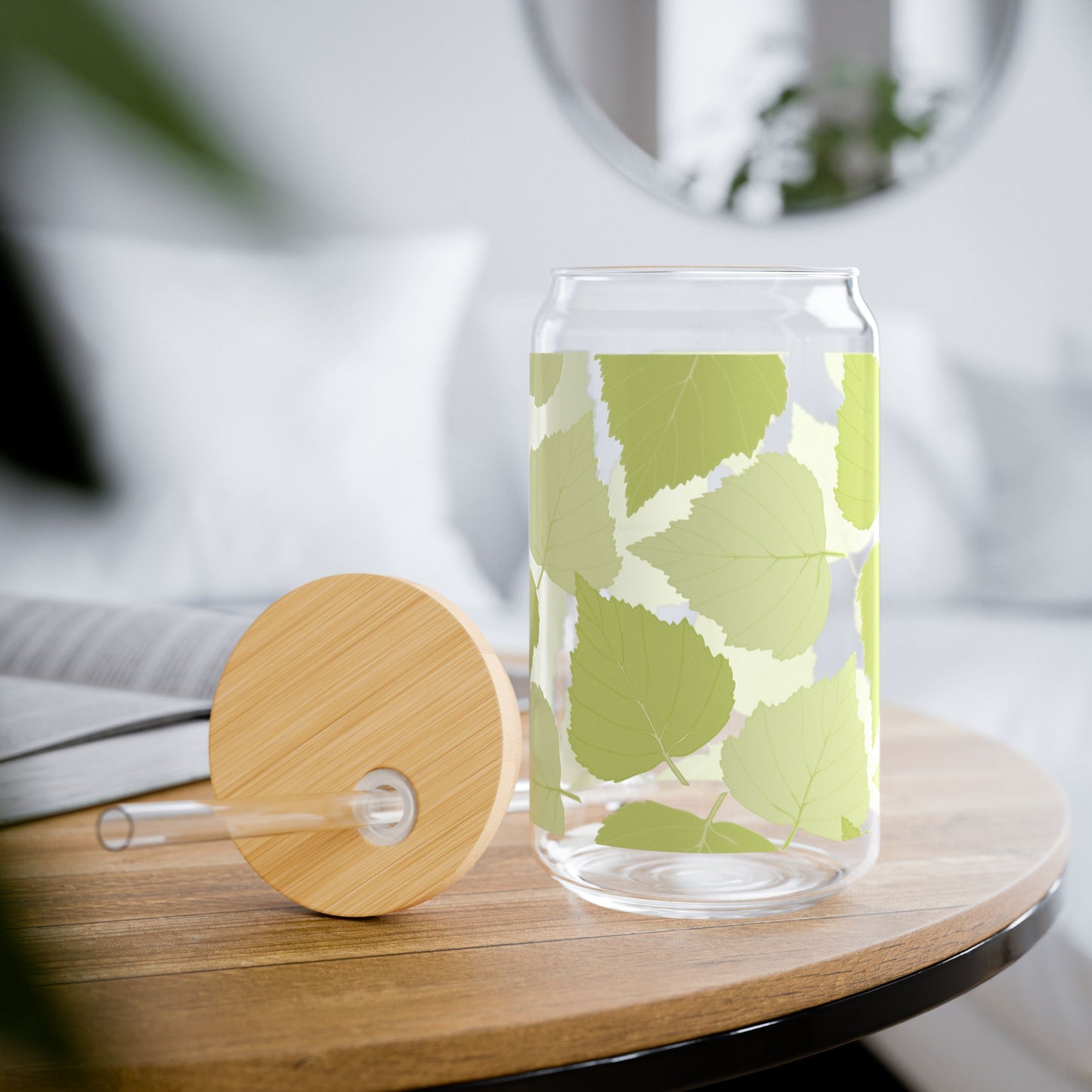 Stylish 16oz Sipper Glass with Bamboo Lid, Perfect for Home, Parties, Gifts, Eco-Friendly, Drinkware