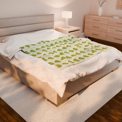 Cozy Green Botanical Velveteen Plush Blanket
