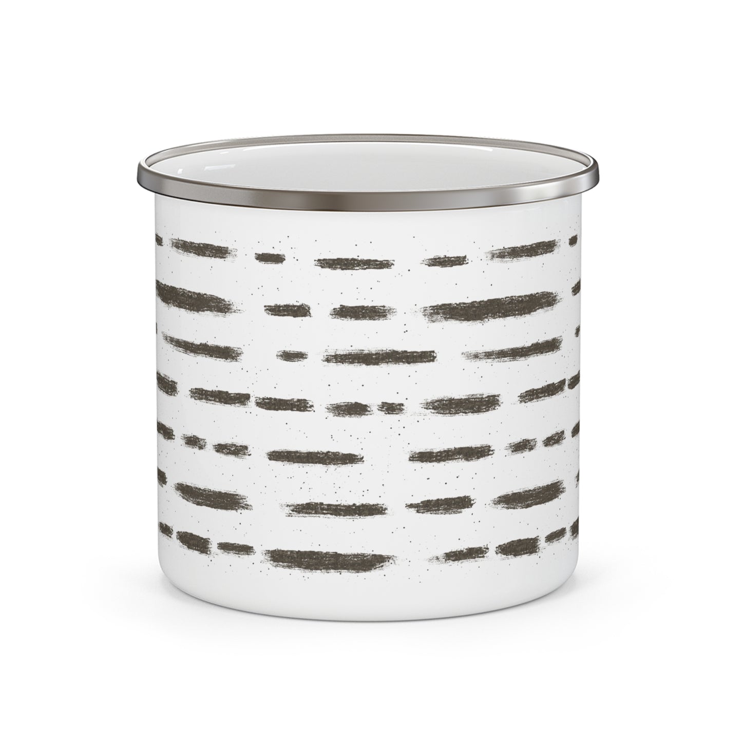 Birch Bark Dash Stripe Nature-Inspired Enamel Camping Mug for Outdoor Lovers