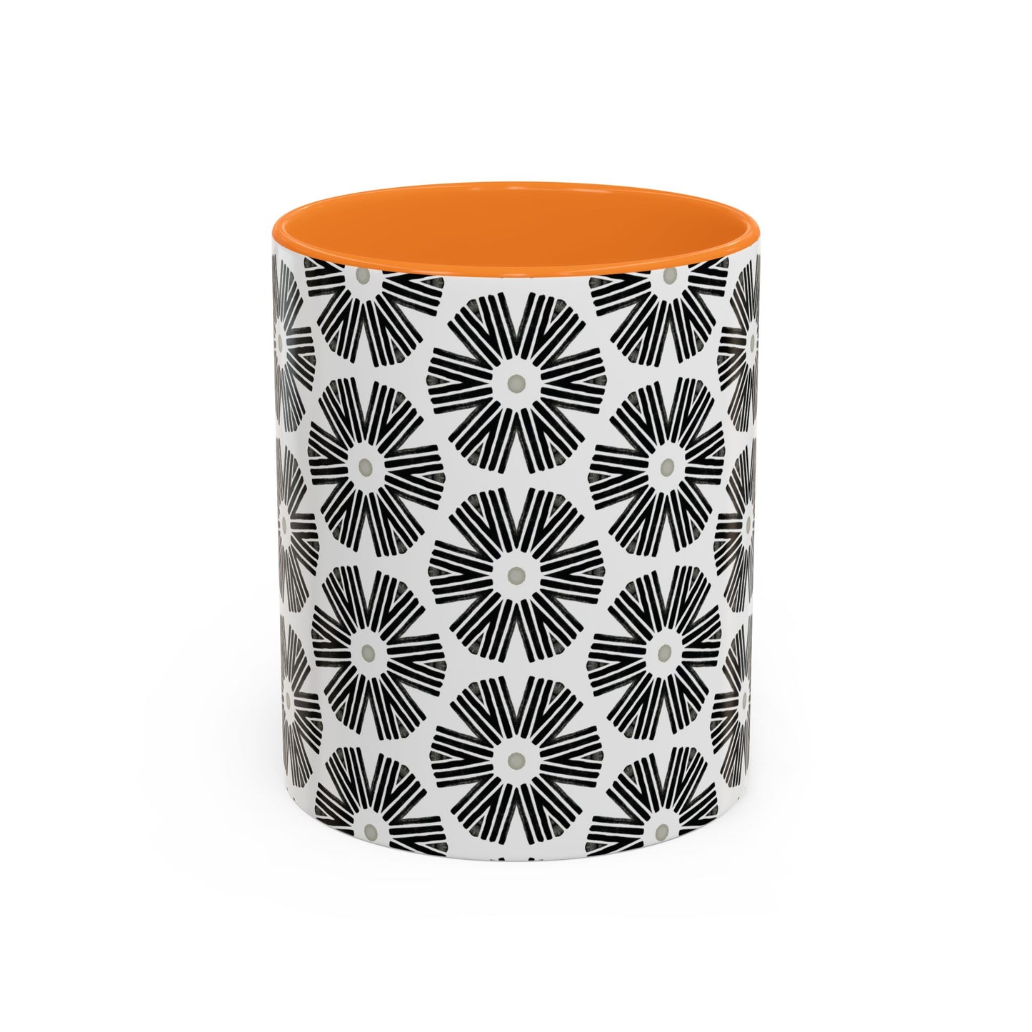 Stylized Flower Mug, Minimalist Black and White Design