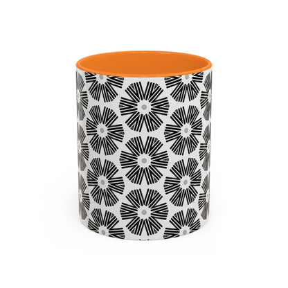 Stylized Flower Mug, Minimalist Black and White Design