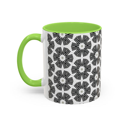Stylized Flower Mug, Minimalist Black and White Design