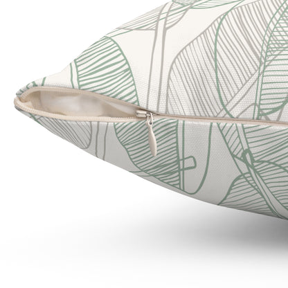 Tropical Leaves Pillow  - Home decor - Sand and Sage Green - Gifting