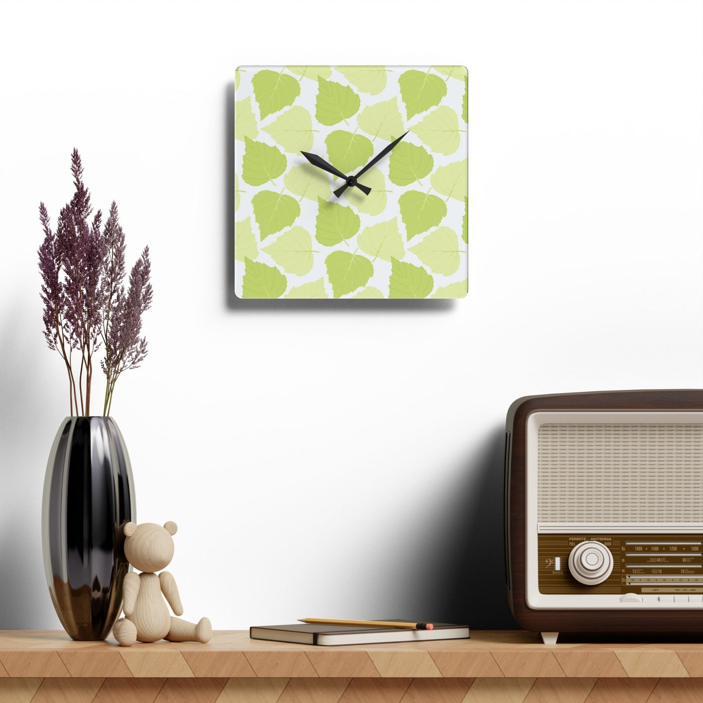 Birch Leaves - Wall Clock -Modern Greenery -Stylish Home Decor for Nature Lovers
