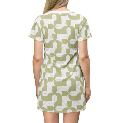 Modern Maze Sage T-Shirt Dress