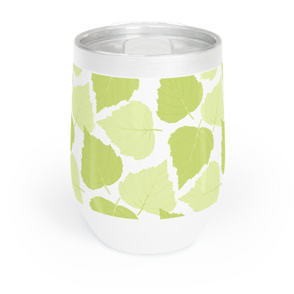 Birch Leaves - Chic Green Floral Wine Tumbler - Perfect for Outdoor Gatherings & Relaxation